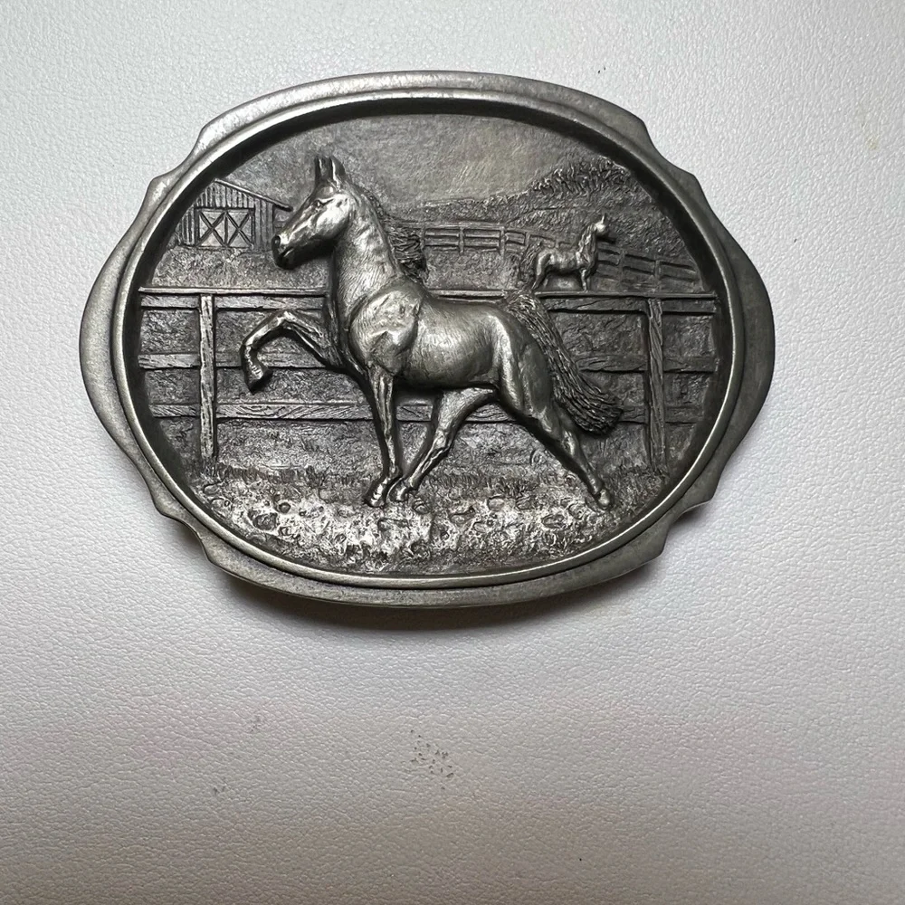 Vintage 1987 CJ Inc. Pewter Horse Belt Buckle – Made in USA – #1409 - Picture 6 of 8